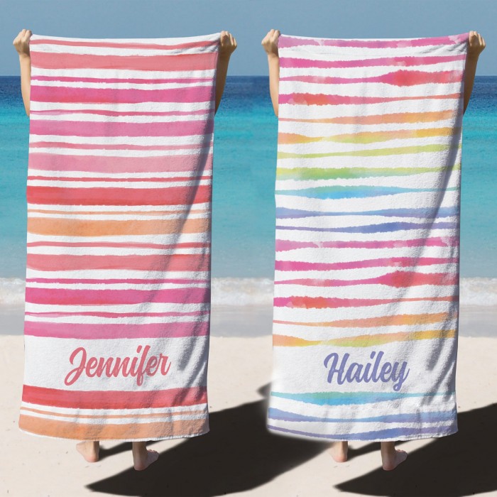 Personalized Colorful Name Towel, Custom Text Beach Towel, Home Decor, Special Gift for Him Her Friends