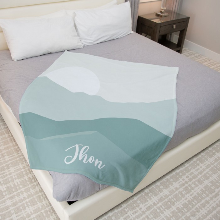 Personalized Groovy Boho Mountain Blanket, Custom Name Blanket, Baby Girl Blanket, Gift for her-him, Birthday, Anniversary Blanket Gift