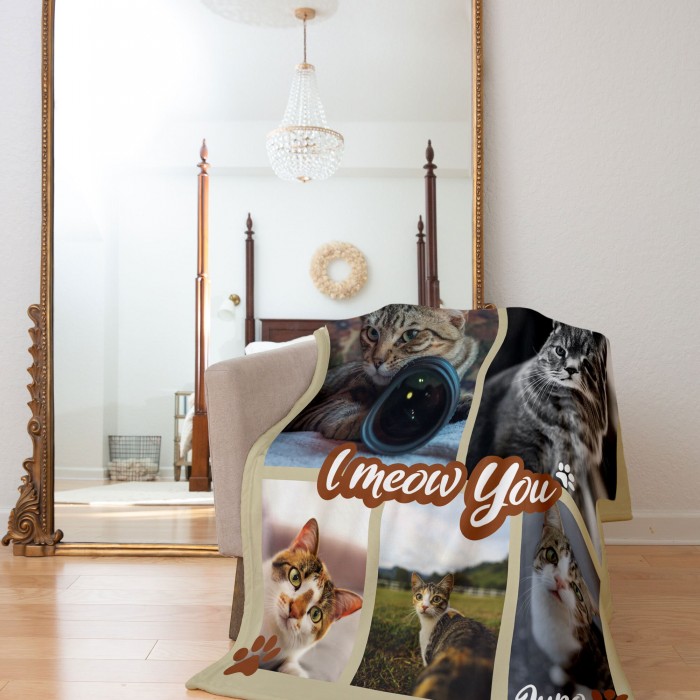 Customized Pet Blanket, Personalized Photo Collage Blanket, Handmade Home Decor, Cat Lover Gift, Pet photo blanket, Cat dad gift, Cat mom gift