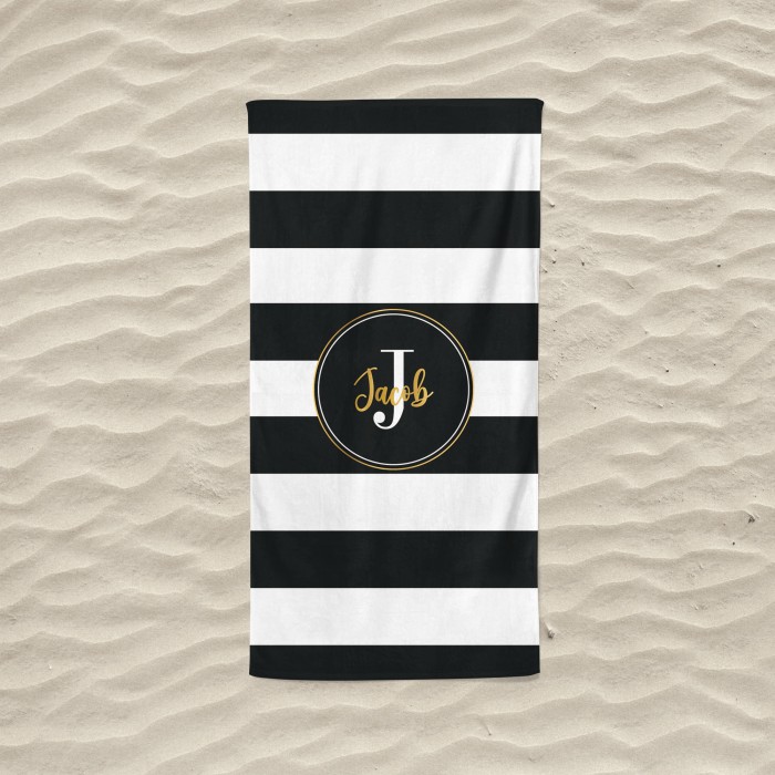 Retro Stripe Style Custom Name Pool Towel, Personalized Name Bath Towel, Anniversary Birthday Beach Towel, Gift for Her/him