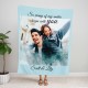 Custom Portrait Blanket, Personalized Photo Blanket with Watercolor Drawing, Cloud Effect, Anniversary Couple Gift, Fleece Sherpa Minky