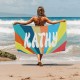 Personalized Multi-Color Striped Design Beach Towel, Custom Name Pool Towel, Bachelorette Trip, Birthday Vacation Gift, Gift For Her Him