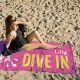 Colorful Dive In Name Beach Towel, Personalized Kids Pool Towel, Gift For Her, Vacation Birthday Gift, Present For Her