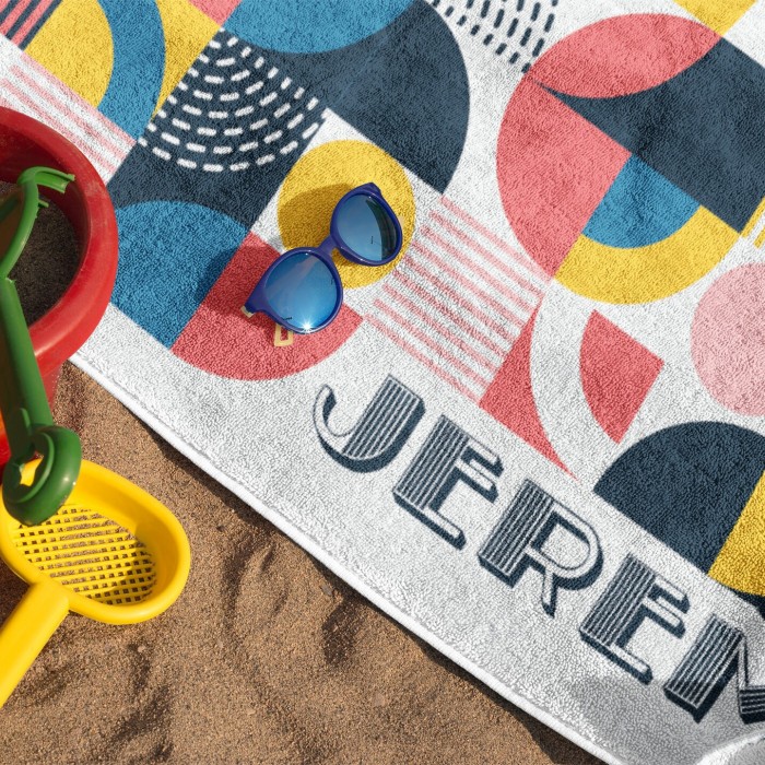 RETRO Multi Style Personalized Beach Towel, Name Bath Towel, Custom Pool Towel, Beach Towel With Name Outside, Birthday/Vacation Gift