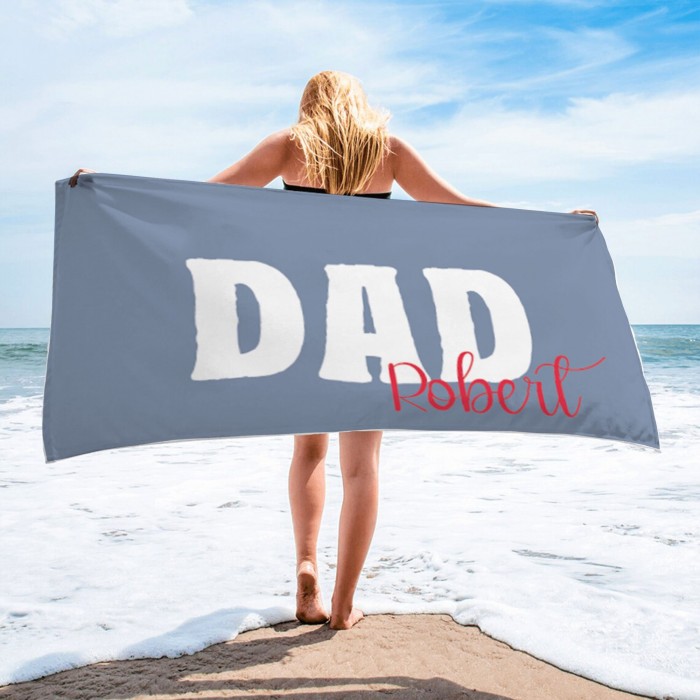 Dad Beach Towel, Father s Day Gift Pool Towel, Personalized Beach Towel, Custom Name Towel, Gift For Dad, Beach Towel For Dad
