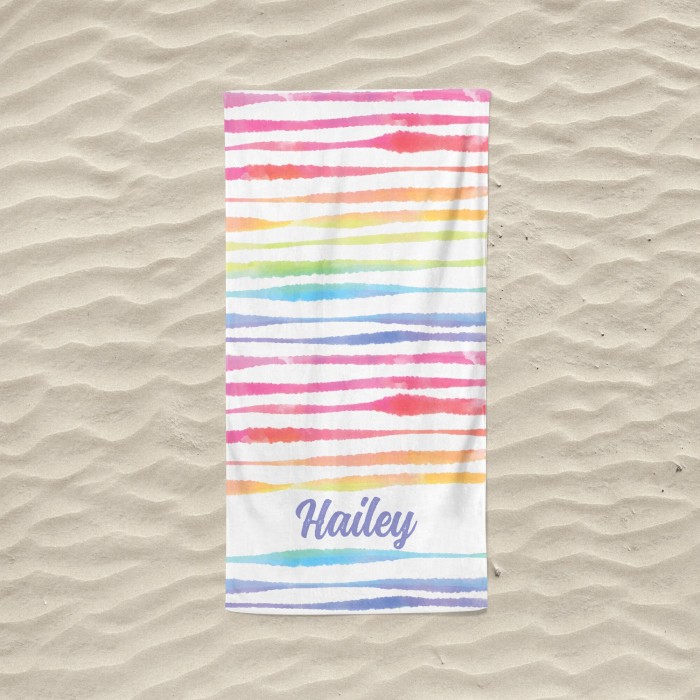 Personalized Colorful Name Towel, Custom Text Beach Towel, Home Decor, Special Gift for Him Her Friends