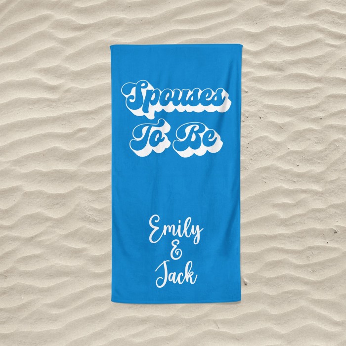 Spouses To Be, Custom Name Couple Towels, Colorful Personalized Beach Towel, Custom Pool Towel, Vacation Gift, Newlywed Gift