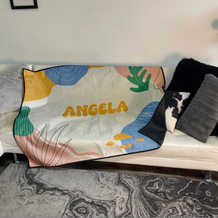 Picnic Blanket with Carrying Strap, Water Resistant Back, Foldable Outdoor Throw, Portable Beach Mat, Machine Washable