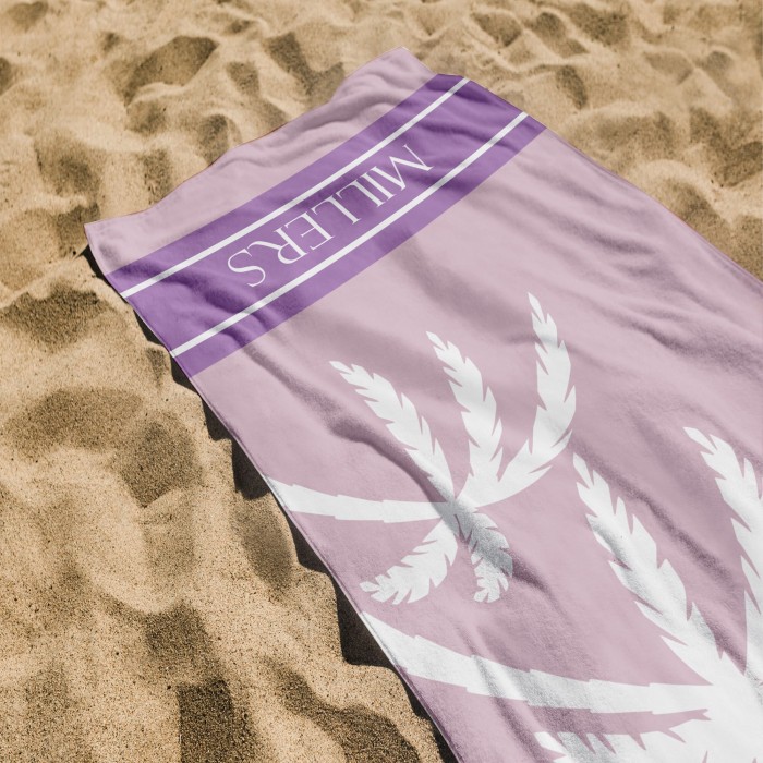 Palm Tree Personalized Beach Towel, Personalized Name Bath Towel, Custom Pool Towel, Beach Towel With Name,Birthday Vacation Gift