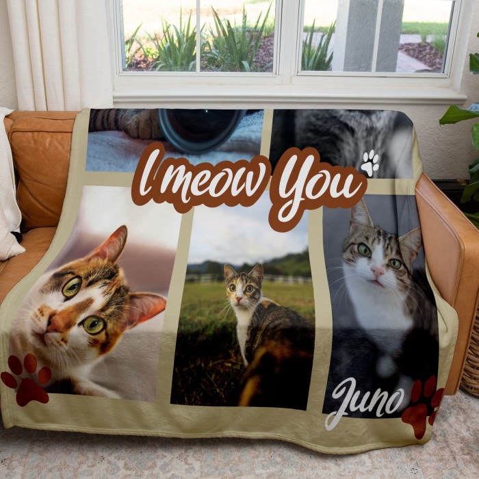 Customized Pet Blanket, Personalized Photo Collage Blanket, Handmade Home Decor, Cat Lover Gift, Pet photo blanket, Cat dad gift, Cat mom gift
