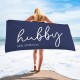Personalized Name Pool Bath Towel, Wifey Hubby Custom Beach Towel,  Custom Wedding Proposal Gift, Present For Couples