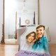 Custom Portrait Blanket, Personalized Photo Blanket with Watercolor Drawing, Cloud Effect, Anniversary Couple Gift, Fleece Sherpa Minky