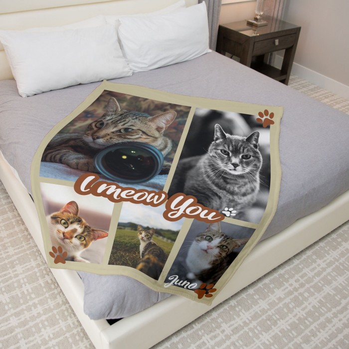 Customized Pet Blanket, Personalized Photo Collage Blanket, Handmade Home Decor, Cat Lover Gift, Pet photo blanket, Cat dad gift, Cat mom gift