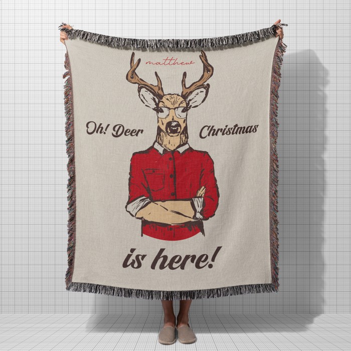 Personalized Deer Woven Blanket, Custom Tapestry Woven, Gift for her, Gift for Grandma