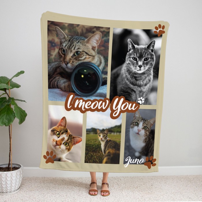 Customized Pet Blanket, Personalized Photo Collage Blanket, Handmade Home Decor, Cat Lover Gift, Pet photo blanket, Cat dad gift, Cat mom gift