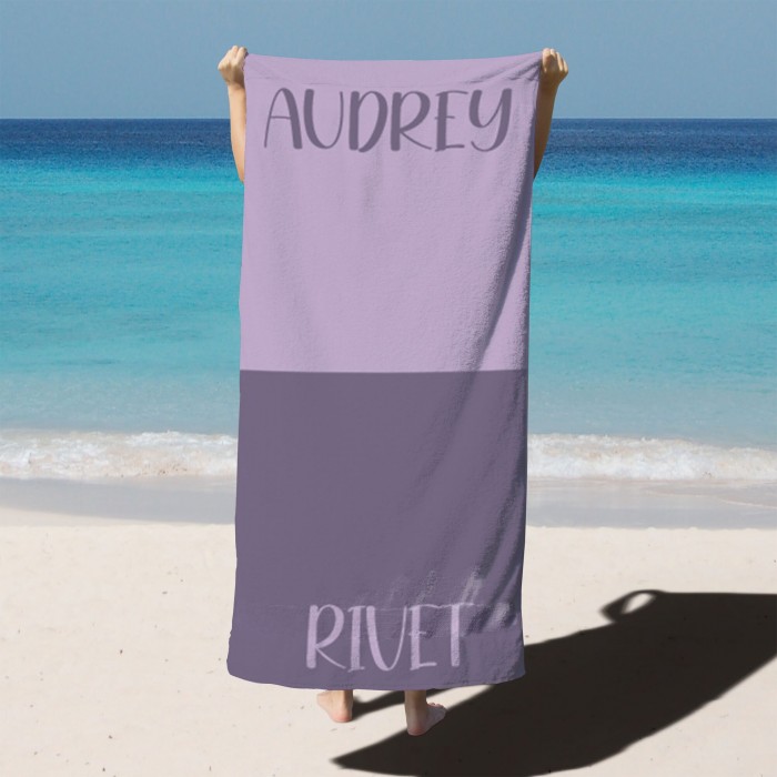 Custome Name Couple Towels, Colorful Personalized Beach Towel, Custom Pool Towel, Vacation Gift, Date Style Towel, Newlywed Gift