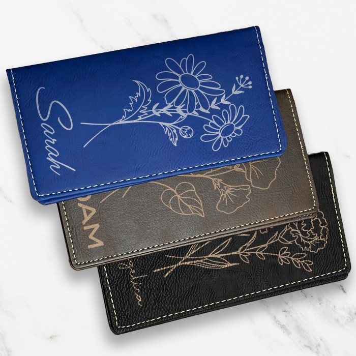 Birth Flower Checkbook Cover, Personalized Checkbook Cover Birth Flower Checkbook Cover, Personalized Checkbook Cover