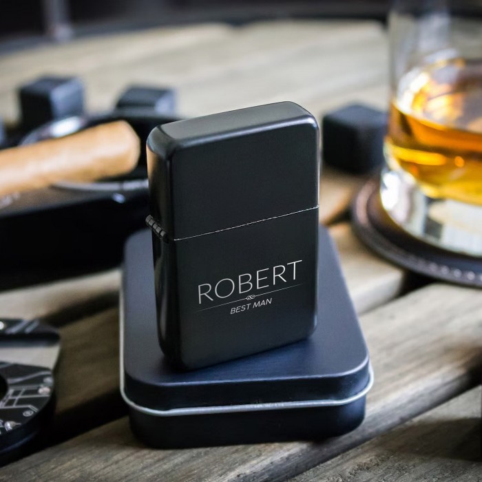 Engraved Lighter, Black Metal Lighter, Groomsmen Lighter Gift