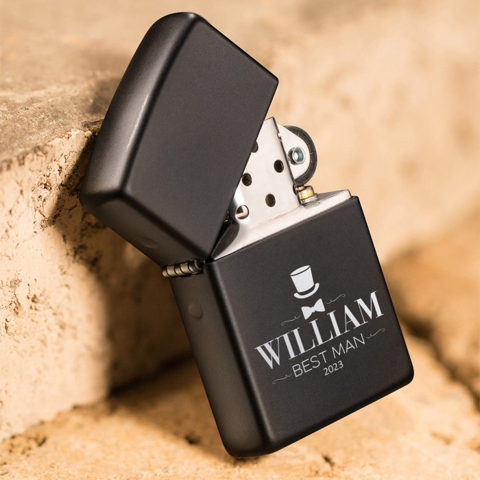 Engraved Lighter, Black Metal Lighter, Groomsmen Lighter Gift