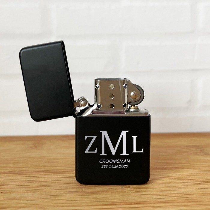 Engraved Lighter, Black Metal Lighter, Groomsmen Lighter Gift