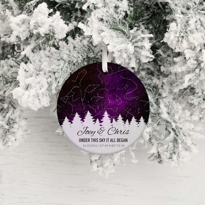Custom Christmas Ornament, Star Map Chart, Personalized Star Map Gift