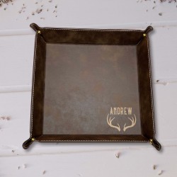 Christmas Gift Valet Tray, Custom Name Tray, Personalized Leather Tray, Catch All Tray, Gift For Him, Gift For Her, Monogram Christmas Gift