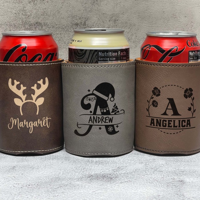 Can Cooler for Christmas, Personalized Gift, Monogram Christmas Gift