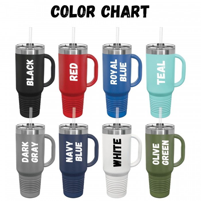 Custom Logo 40 oz Stainless Steel Travel Mug with Handle, Insulated Travel Mug