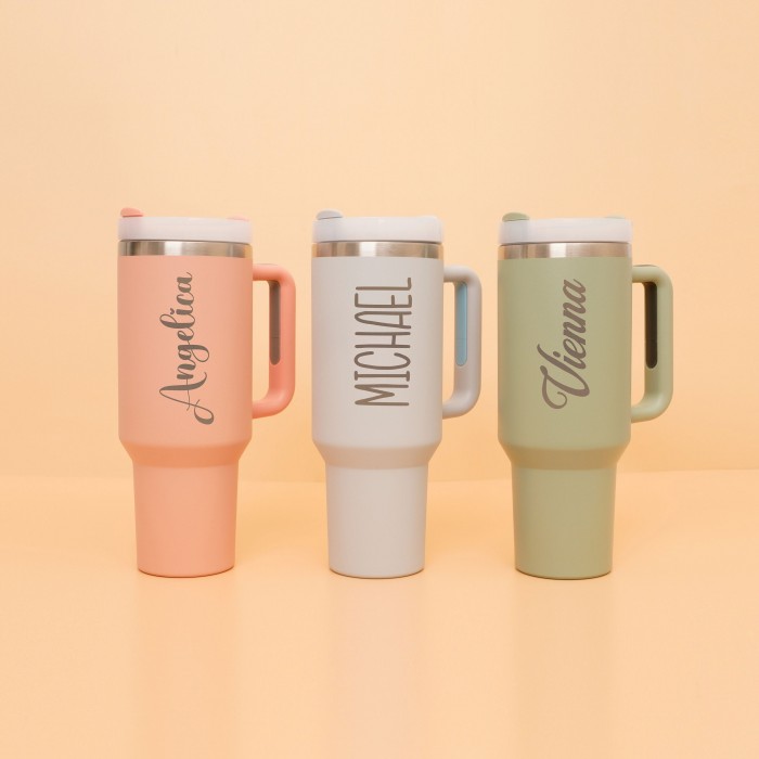 Personalized 40oz  Tumbler With Handle & Straw, Custom Name Stainless Steel Engraved Cup, 40oz Travel Mug, Christmas Gift