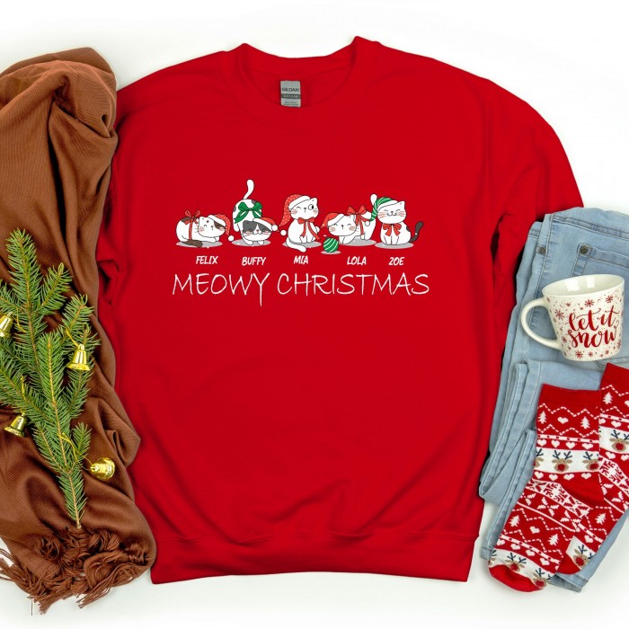 Custom Cat Name Christmas Sweatshirt,First Winter Keepsake