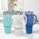 Custom Logo 40 oz Stainless Steel Travel Mug with Handle, Insulated Travel Mug