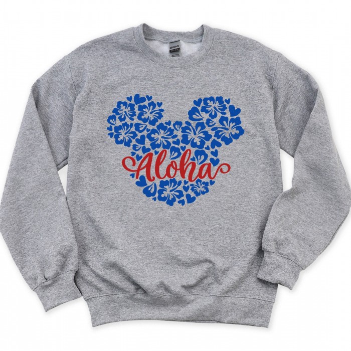 Disney Aloha Sweatshirt,Mickey Hibiscus Sweatshirt,Hawaiian Mickey Sweat