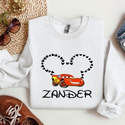 Custom Name Disney Cars Sweatshirt, Disney Mickey Cars Sweatshirt, Pixar Cars Sweatshirt, Cars Family Sweatshirt,  Vintage Disney Sweatshirt