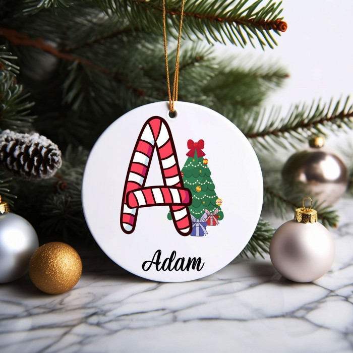 Alphabet Ornament Candy Cane, Special Design Ornament