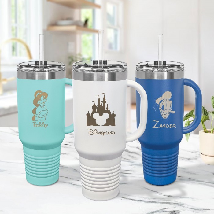 Personalized Disney 40 oz Tumbler With Handle, First Family Disney Custom Name Gift, Mickey Disney 40oz Tumbler, Christmas Family Mouse Gift